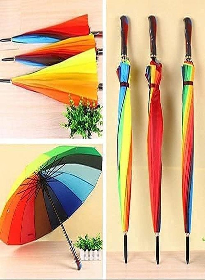 PUNJAN Rainbow Color Big Size Umbrella for Rain & Sun | Windproof Waterproof UV Protection Long Handle Umbrella for Men & Women | Stylish Outdoor Travel Chhata for Barish & Summer - Image 5